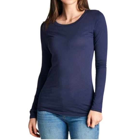 Active Basic Tops - SOFT! Women's Premium Basic LS Crewneck, True Navy